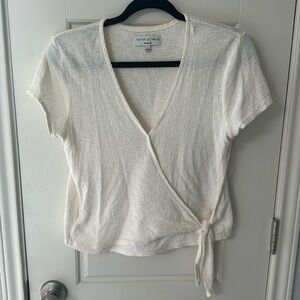 White semi-wrap top